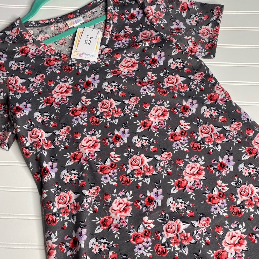 NWT Lularoe Iris gray floral print multiple sizes - Picture 2 of 10